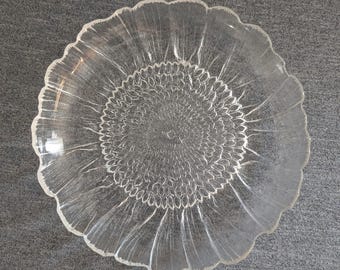 Kosta Boda "Lydia" Sunflower Pattern, 11.5" Glass Platter by Mats Jonasson