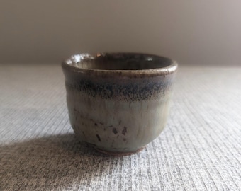 Small Glazed Stoneware Cup/Trinket Bowl in Green and Brown, VGC