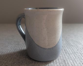Ceramic Glazed Blue and White Coffee Mug, Signed, EUC