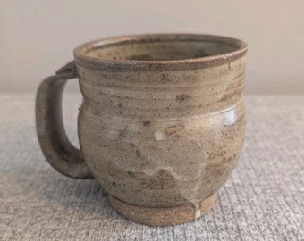 Rustic Earth-toned Drip Glaze Stoneware Mug, Handmade & Signed, 300ml. EUC