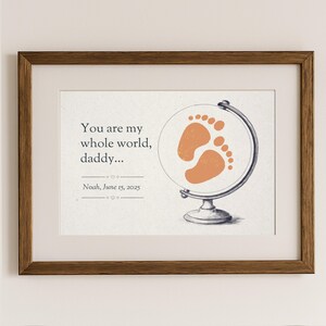Arte de huellas de bebé / Eres mi mundo entero, papá / Recuerdo del Día del Padre / Plantilla editable de Canva + Formatos A4 y Carta EE. UU. listos para imprimir