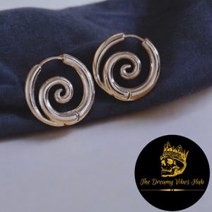 Silver Spiral Earrings, Spiral Hoop Earrings, Fake Gauge Earrings, Y2k Spiral Earrings, Modern Spiral Earrings Gift For Her
