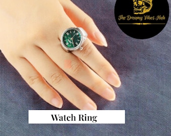 Mini Vintage Watch Ring, Y2K Mini Watch, y2k Fashion, Functional Unique Clock, Girlfriend Gift Goth Ring, Unique Adjustable Ring Gift Idea