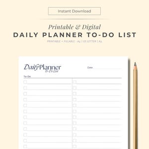 Minimalist Daily To-do List Printable PDF | Clean Checklist Planner ...