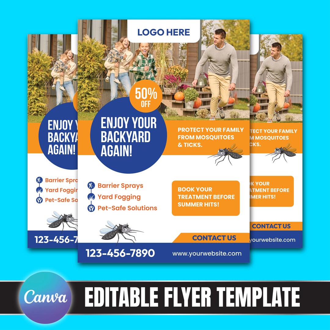 Mosquito Treatment Flyer Template | Editable Canva Template for Pest ...