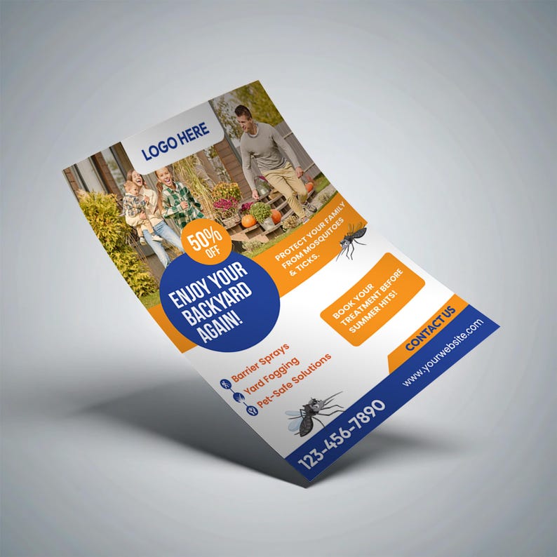 Mosquito Treatment Flyer Template | Editable Canva Template for Pest ...