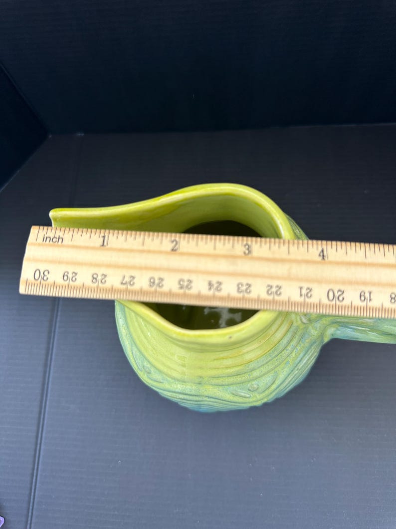 Anthropologie Green Drip Glaze Pitcher Vase Sculptural Ceramic Boho Decor image 12