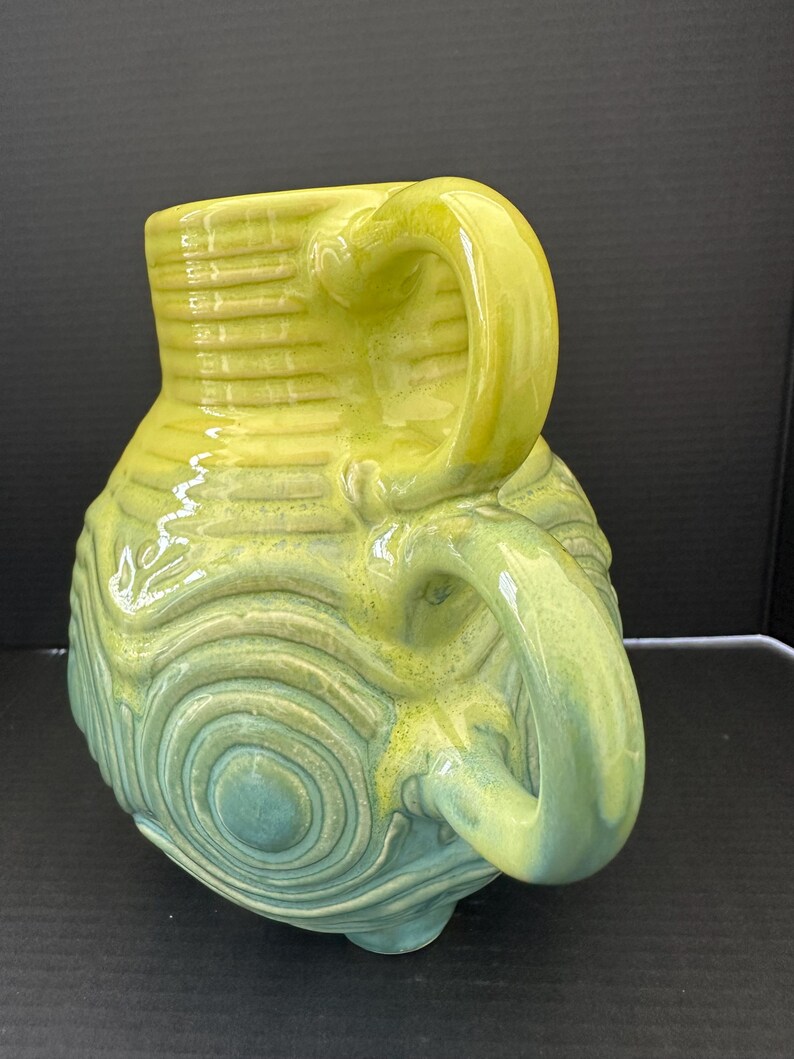 Anthropologie Green Drip Glaze Pitcher Vase Sculptural Ceramic Boho Decor image 2