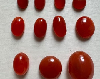 Gepolijste carneoolcabachons | Dieporanje natuurlijke edelstenen voor het maken van sieraden | Ovale en ronde cabinevormen