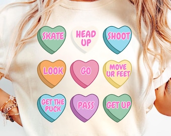 Hockey Mom Valentines Day Comfort Colors Tshirt, Hockey Mom Conversation Heart T-Shirt, lustiges Hockey-T-Shirt, Hockey-Mama-Shirt, Valentinstag