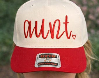 Kundenspezifische Stickerei Tante Baseballmütze, niedliche Handzeichnung Tante Hut, Tante Hut, Frauen Baseballmütze, Struktur Hut, Geschenk für Tante, süße Hüte