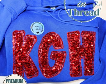 Custom Embroidered School Spirit Sweatshirt/Hoodie, Sequins embroidered school spirit wear, custom mascot, Bling spirit wear, back to school