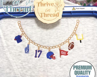 Custom Embroidered Football Necklace with Charms Sweatshirt/Hoodie, Team Spirit wear, Custom Number, Football Sweatshirt, Game Day shirt