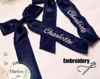 Bestickte Schleifen-Haarspange, 2er Pack, bestickte Haarschleifen, personalisierte Haarspangen, Back toschool, Geburtstagsgeschenk für Mädchen, jubeln