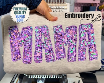 Besticktes Pailletten Mama / Gigi Sweatshirt / Hoodie, Pailletten Applikation Stickerei, Premium Qualität, Mama Sweatshirt, Geschenk zum Muttertag
