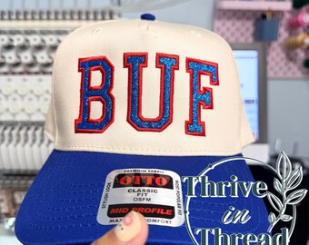 Custom Embroidery Glitter Sparkly hat, custom letters/number, Buffalo Football fans hat, custom player's number, team spirit, school spirit