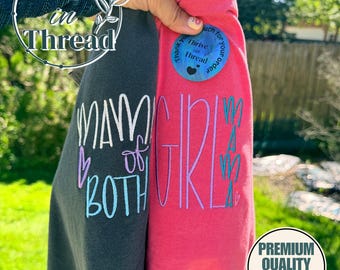 Custom Embroidery Boy/Girl Mama Comfort Colors T-shirt, mama of both, cute Mama tshirt, girl's mom, boy's mom, mama of both, simple cute tee