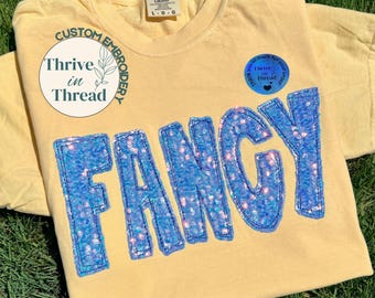Custom Word Sequins Embroidery Comfort Colors T-shirt, Comfort Colors Nurse Tshirt, Bling Name shirt, Sequins, Bling Summer tee, custom word