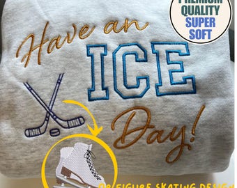 Sudadera unisex bordada personalizada para adultos, ideal para un día en el hielo, de hockey o patinaje artístico, con nombre y número personalizados.