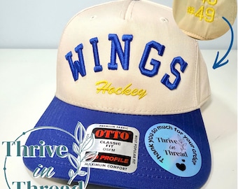 Custom Embroidery 3D puff foam hat, custom team/sport name, custom school mascot, custom player's number, team spirit hat, school spirit hat