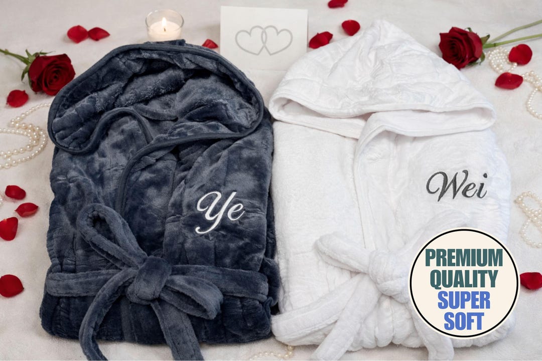 Sentimental Robe Embroidered Custom Luxury Robe, Super Soft Premium Quality Fleece Robe ...