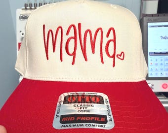 Benutzerdefinierte Stickerei Mama Baseballmütze, niedliche Handzeichnung Mama Mütze, Mamas Hut, Mama Baseballmütze, Struktur Hut, Geschenk für Mama, süße Hüte für Mama