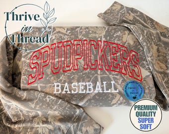 Custom Team Embroidered Camo Sweatshirt/Hoodie, Baseball Hoodie, Sports Team Apparel, Custom Team Name, Custom Name and Number, Game Day