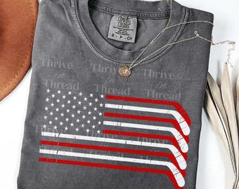 Amerikanisches Hockey-Flaggen-Komfort-Farben-T-Shirt, Bunt-Hockey-T-Stück, USA Hockey-Hemd, Viertel-Hockey-Hemd, unisex Hockey-T-Shirt