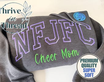 Custom Cheer Team Embroidered Sweatshirt/Hoodie, Cheer Mom Hoodie, Sports Team Apparel, Custom Team Name, Custom Name and Number, Comp Day