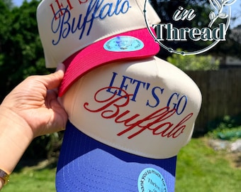 Custom Embroidery Team/School/City/State Spirit hat, Let's Go Buffalo, custom team name, custom school mascot, Buffalo Football Fans Hat