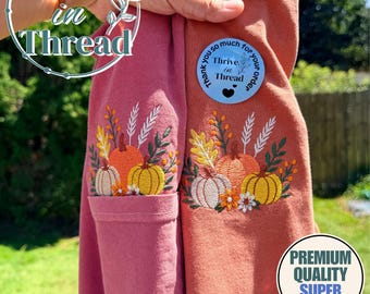Embroidered Pumpkin Comfort Colors tshirt, Fall Embroidered Tee, Cute Pocket Design, Autumn Pumpkin Shirt, Cozy Thanksgiving tee, Fall Gift
