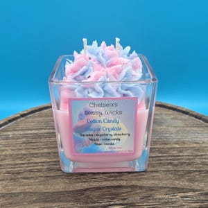 Cotton candy sugared crystals, scented soy candle, 9 oz, whipped wax