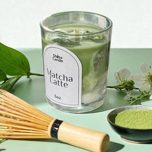 Matcha Latte Candle: Hand-Poured Soy Mixed Wax, Green Tea × Vanilla Scent