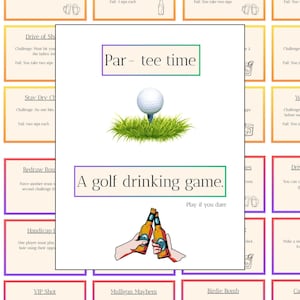 Juego de golf para beber Par-Tee Time: divertido juego de golf para fiestas de adultos, despedidas de soltero, regalos de golf para él, juego del hoyo 18, juego de beber al aire libre
