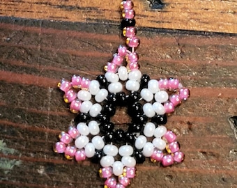 Pendientes de estrella hechos a mano con cuentas nativas y púas de puercoespín de origen ético, diseño original