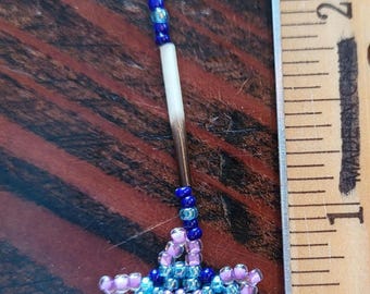 Pendientes colgantes de estrella con cuentas de vidrio y púas de puercoespín genuinas de origen ético.