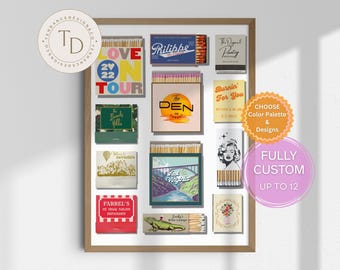Custom Matchbook Art | Personalized Gift | Vintage Matchbox Print | Customized Wall Decor | Unique Anniversary Gift | For Boyfriend