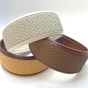 3 Boho solid color  Wide Headband Set, PU Leather Trim, Brown Camel Grey