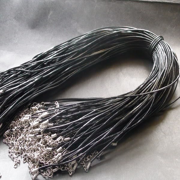 100 Black LEATHER Cord Necklaces 2mm thick  USA SHIPPER