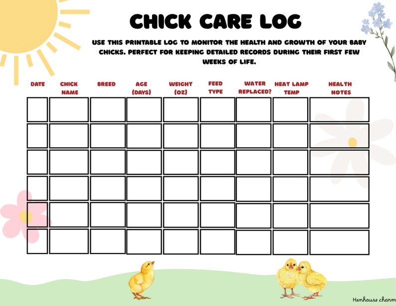 Photo inspiration: Fresh Look at Chicken Raising Log Bundle 8 Printable Pages