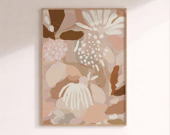 Large Abstract Wall Art Print Neutral Botanical Wall Art Printable  Abstract Nature Digital Download  A1 Earthy Floral Poster