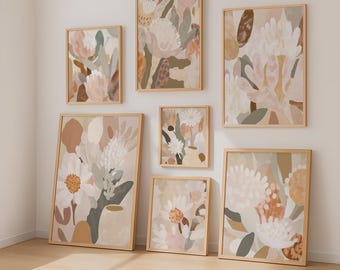 Gallery Wall Set of 9 Banksia and Waratah Australian Natives Art Prints  Nature Inspired Digital Download Abstract Floral Print Up To A1