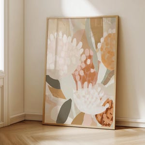 Waratah Art Print Abstract Botanical Art Print Botanical Wall Art A1 Digital Download  Soft Earthy Nature Poster Australian Native Decor