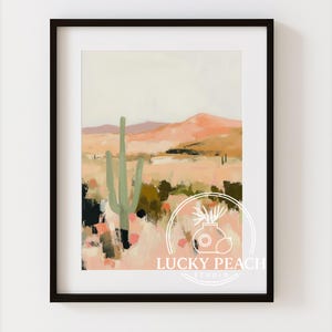 Abstract Desert Landscape Print: Modern Cactus Wall Art (Digital Download)