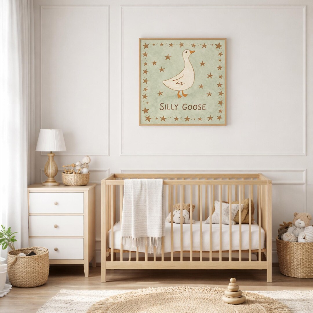 Children's Silly Goose Nursery Print Pastel Farm Animal Art ...