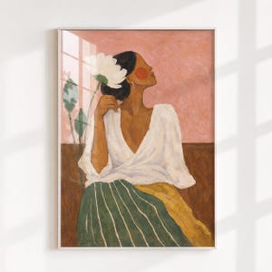 Feminine Wall Art Printable Abstract Female with Flower Spanish Inspired Minimalist Digital Download Modern Boho Printable Poster or Canvas image 2