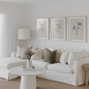 Set of 3 Minimalist Botanical Line Art Prints (Digital Download)