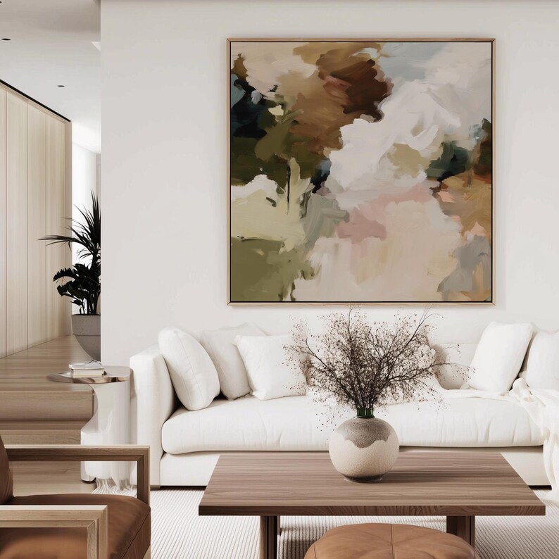 Neutral Abstract Landscape Printable Art Earthy Green Beige Wall Art ...