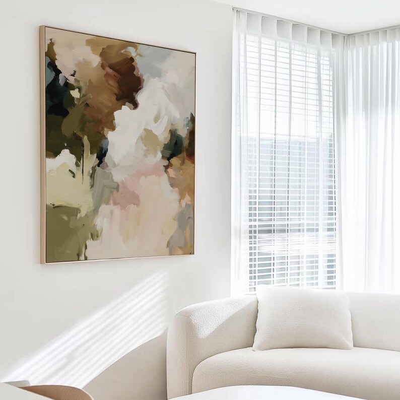 Neutral Abstract Landscape Printable Art Earthy Green Beige Wall Art ...