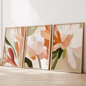 Australian Native Floral Wall Art Set of 3 Waratah Kangaroo Paw Botanical Prints Earthy Terracotta Boho Digital Download Printable